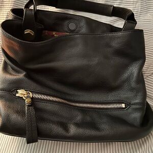 orYANY Black Leather Shoulder Bag with Gold Hardware